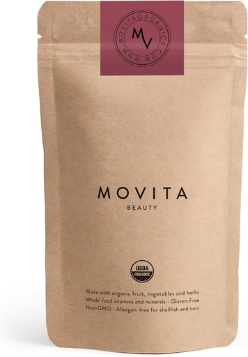 [BRSWYBQ6OAGR6HYZ] Movita Beauty – Promotes Healthy Hair, Skin & Nails with Biotin & Choline –Fermented Whole Foods, Organic, Vegan, Gluten-Free, Non-GMO – 30-Day Supply (Eco-Friendly Pouch)