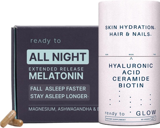 [BRSRAGIRAEIGCFLB] Skin Hydration & Sleep Aid Set | Anti-Aging & Sleep Support with Hyaluronic Acid, Ceramides, Antioxidants, Melatonin, and Ashwagandha | Radiant Skin & Restful Sleep Pack