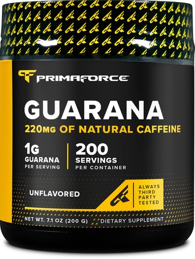 [BRSROHQPOIHR4CTO] Primaforce Guarana Powder (200g) (Unflavored) - Pure Guarana, 220 mg Natural Caffeine, 200 Servings