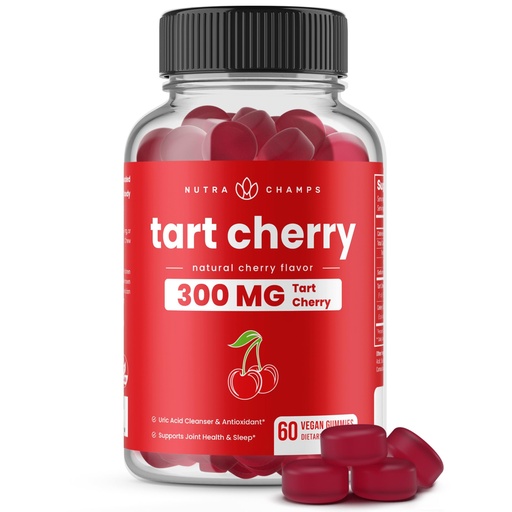 [BRSW2HAECAFGMDL4] Tart Cherry Gummies with Celery Seed – Potent 10:1 Tart Cherry Extract for Uric Acid Support, Joint Health, Muscle Recovery & Sleep – Vegan Gummies – 60 Count – Third Party Lab Tested, Vegan, Non-GMO