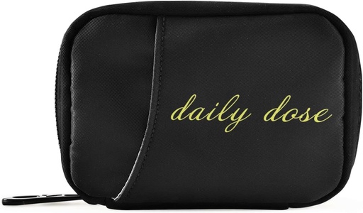 [BRSRMFI3CQMG22TL] Naanle Daily Dose Pill Box 7 Day Case Bag Organizer with Zipper Portable Weekly Compact Size for Vitamin Supplement Holder Daily Black 4,6 x 3,14 x 1,88 pouce 0,12 kg