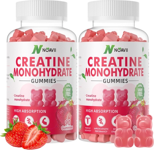 [BRSRAH37OABG23LL] Creatine Monohydrate Gummie 5000mg für Männer & Frauen, Chewables Creatine Monohydrate für Muskelkraft, Muskelaufbau, Energieschub, Pre-Workout Supplement-180 Erdbeergummis