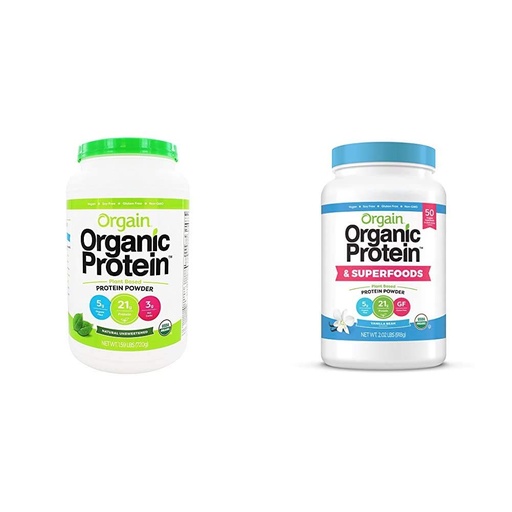 [BRSWYFA6AUIQKHL6] Orgain Organic Plant Based Protein Powder Bundle - Unsweetened, Vanilla Bean, and Superfoods (2 Products)
