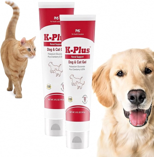 [BRSROAIBCJYGMF3D] K-Plus 칼륨 Gluconate Renal Gel Plus Cranberry and EPA for Dogs and Cats - 수의 승인 된 Renal 보충 - 칼륨 균형 지원 (2 팩)