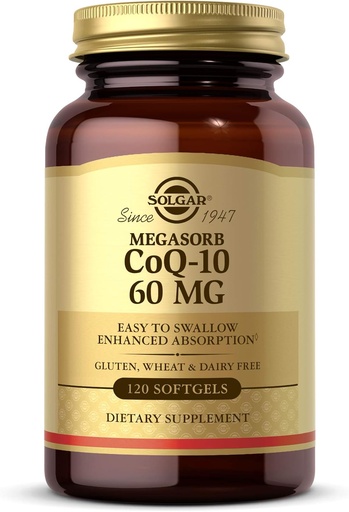 [BRSWIYTYO4GBMYL2] Solgar Megasorb CoQ-10 60 mg, 120 Softgels - Supports Heart & Brain Health - Coenzyme Q10 Supplement - Enhanced Absorption, Easy to Swallow - Gluten Free, Dairy Free - 120 Servings
