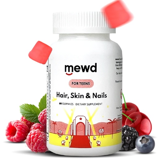 [BRSRMFA7BEFWEYLB] MEWD Teen and Kids Hair, Skin & Nails Support Multivitamin Gummies - Biotin Strength & Growth with Zinc, Vitamins A, D3, B1, B2, B6 & B12 - Gluten-Free, Non-GMO for Girls & Boys - 60 Count - USA Made