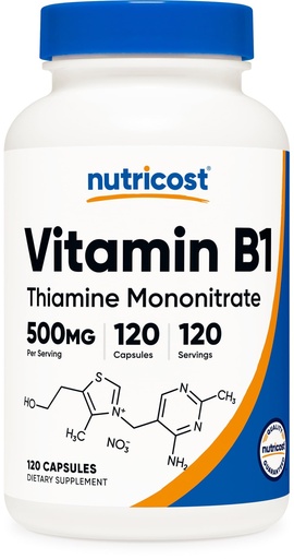 [BRSWKGD5BQOA4G3K] Nutricost Vitamin B1 (Thiamine) 500mg, 120 Capsules