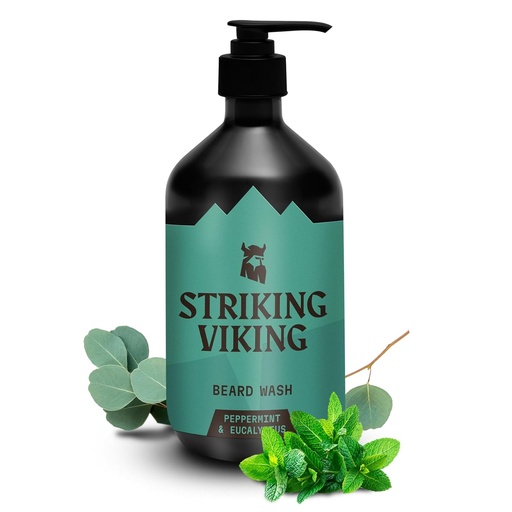 [BRSROZ36OZ6BEG35] Striking Viking Beard Wash (17 oz) Con Natural Peppermint &amp; Eucalyptus Scent - Paraben &amp; Sulfate-Free Deep Cleaning Shampoo For Beard Care