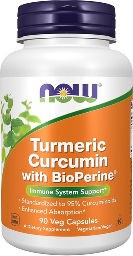 [BRSROGL2AB5GKE35] Nu tillskott, gurkmeja Curcumin med BioPerine, Immune System Support, Standardiserad till 95% Curcuminoids, förbättrad absorption *, 90 Veg kapslar
