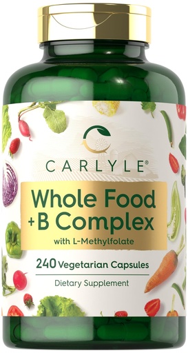 [BRSROFA3CUCAYFI7] Carlyle Vitamin B Complex Whole Foods Blend | 240 Capsules | with B1, B2, B6, B12, Biotin, Niacin, and Methylfolate | Vegetarian, Non-GMO & Gluten Free Supplement