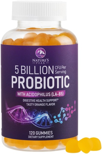 [BRSROZA7PMMBAEIV] Probiotic Gummies - 6 Premium Probiotic Strains - Daily Gut Health Pro Biotic Gummy Supplement for Women, Men & Teens, Natural Digestive Health Support, “Good” Gut & Immune Support - 120 Gummies