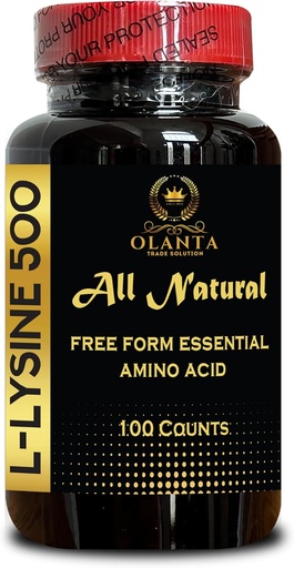 [BRSRAHAOA4MR4DLG] L-LYSINE Amino Acid Supplements - Amino Acid Supplement to Support Synthesis of Collagen, Stimulates Calcium Absorption, Connective Tissue Health - 1 Bottle 100 Counts
