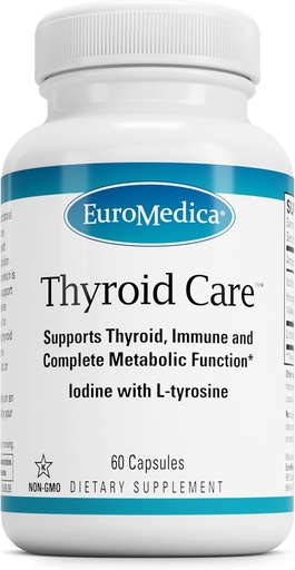 [BRSWIEAZAJ6B2E3O] EuroMedica Thyroid Care - Immune Health & Energy Support Fórmula - Suplemento nutricional con Iodine para la salud tiroidea - Suplemento de bienestar con L-Tyrosine - 60 cápsulas