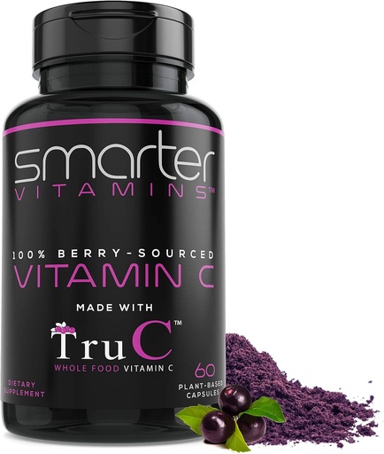 [BRSWGGQ6AB7Q4G3A] Smarter Raw Whole Food Vitamin C from Berries, Premium Antioxidants, Bioflavonoids & Polyphenols, 60 Vegan Capsules