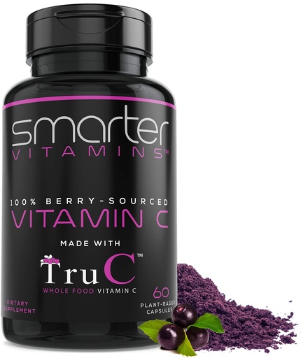 [BRSWGGQ6AB7Q4G3A] Smarter Raw Whole Food Vitamin C from Berries, Premium Antioxidants, Bioflavonoids & Polyphenols, 60 Vegan Capsules