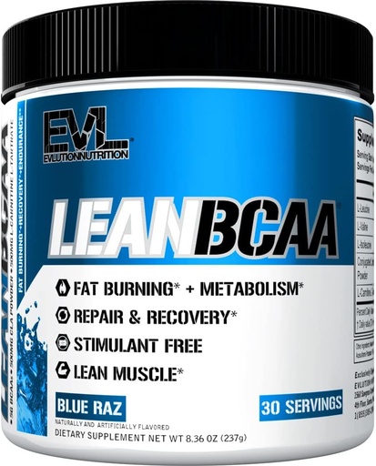 [BRSWKFQYPMDRA2A5] Evlution Stimulant Free Lean BCAA Powder Nutrition BCAAs Amino Acids Powder with CLA Carnitine and 2:1:1 Branched Chain Amino Acids Supports Muscle Recovery Fat Burn and Metabolism - Blue Raz