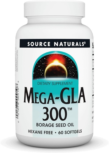 [BRSWIYT3PMCAKFA5] Source Naturals Mega-GLA 300 - Borage Seed Oil That is Hexane-Free - 60 Softgels