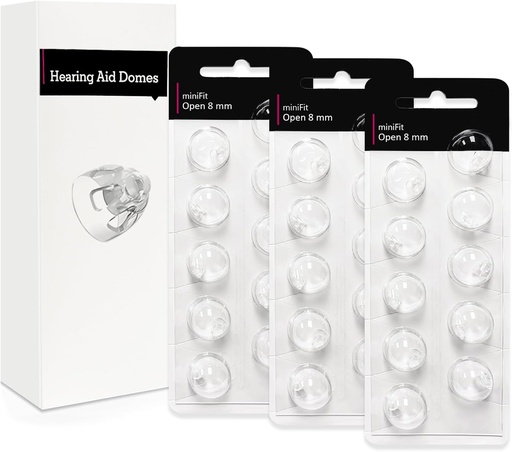 [BRSROBIYB4PRUA3L] Open 8mm-Hearing Aid Domes for Oticon Minifit, Oticon Hearing Aid Supplies, Replacements Parts Accessories Universal Oticon Domes for Hearing Aids Cleaning Kits (30 Pcs)