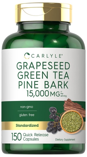 [BRSRMYIDDIFQG2DA] Carlyle Grape Seed Green Tea & Pine Bark Complex | 150 Capsules | Standardized Extract | Non-GMO, Gluten Free Supplement