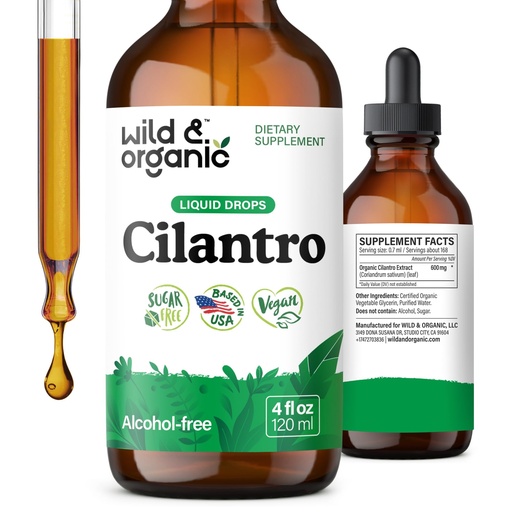 [BRSROY33PJ6RQ3LB] Wild & Organic Cilantro Tincture - Herbal Detox Drops with Cilantro Extract - Liquid Coriander Leaf Supplement - Vegan, Sugar & Alcohol-Free Drops - 4 fl oz