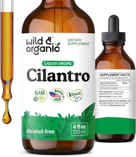 [BRSROY33PJ6RQ3LB] Wild & Organic Cilantro Tincture - Herbal Detox Drops with Cilantro Extract - Liquid Coriander Leaf Supplement - Vegan, Sugar & Alcohol-Free Drops - 4 fl oz