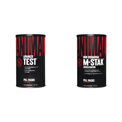 [BRSRAY33O4FAIADV] Animal Test Testosterone Booster 21 Day Cycle & M-Stak Hard Gainer Muscle Building Stack 21 Count