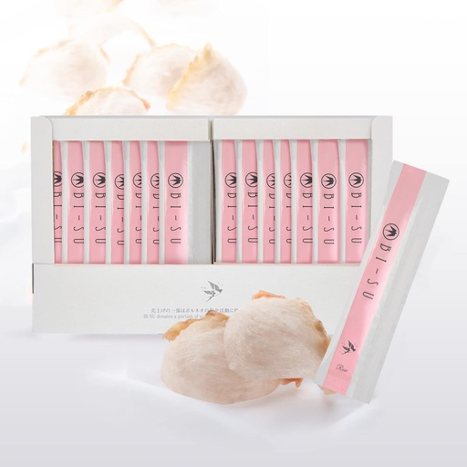 [BRSW2BT2AEGRMGQY] BI-SU Extract Jelly Stick ← Natural Swiftlet Nests Extract, Collagen, Vitamina C, Japanese Skincare, Anti-aging, Maintains Skin's Elasticity, Boosts Immune System, GI Health, Rose Flavor, 30 PCS