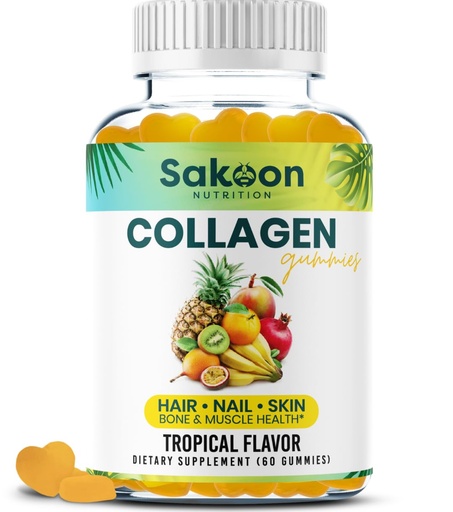 [BRSRMEIKPJ6AMCQ6] Sakoon nutrition Halal Collagen Gummies for Women and Men - Anti Aging, Hair Growth, Skin Care & Strong Nails Protein Collagen Supplements - Non-GMO, Gluten Free - Made in USA