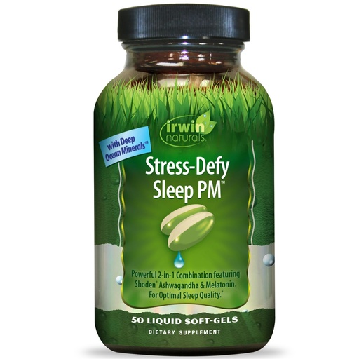 [BRSROZQQBUFBO3L2] Irwin Naturals Stress-Defy Sleep PM – 50 Liquid Soft-Gels – Relaxation & Nighttime Restoration