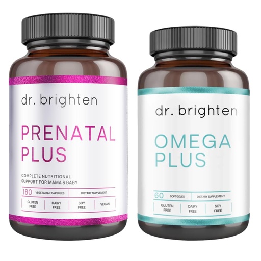 [BRSROGAFOEHGEFIU] Dr. Brighten Prenatal Plus and Omega Plus Bundle for Pregnant or Nursing Mothers, Non-GMO, No Gluten, No Soy