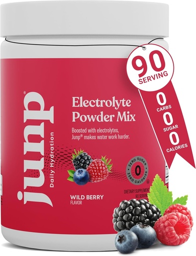 [BRSWYHYLOR5AIGT5] JUNP Electrolytes Powder No Sugar No Carbohidratos, Wild Berry Fruit Flavor Keto Electrolyte Drink Mix - Potassium & Salt Hydration Powder Electrolytes, Zero Calorie Sugar Free Electrolyte Powder, 90 Servizos