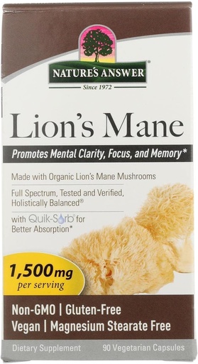 [BRSWYA33OIFQEELH] Lions Mane Mushroom Powder Capsules (1500mg tención 90ct Powerful Nootropic) Suplemento de setas cerebrales para Focus, Memory, Mental Clarity. Pure Lion's Mane Mushroom Brain Booster Memory & Energy Pills