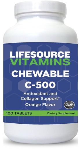 [BRSWYBQDOYFB4C37] LifeSource Vitamins Vitamin C 500 mg - 100 Chewable Tablets - Amazing Orange Flavor - Sweetened w/Stevia