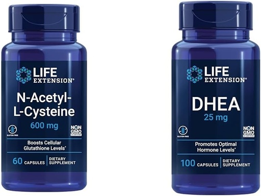[BRSROBL3DMPREEY7] Extensión de la vida N-Acetyl-L-Cysteine (NAC), Immune, Respiratory &amp; DHEA 25 mg – Suplemento para Equilibrio hormonal, Apoyo Inmunitario, Salud Sexual, Hueso &amp; Salud Cardiovascular