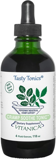 [BRSRAED3DIMBQ2T5] Vitanica Cramp Soothe Tonic, Dr Formulated Menstrual Cramp Support, with Black Haw Bark, Valerian Root, Ginger Root, and Garrya Herb, Alcohol Free, Vegan, 4 Ounce- Pro Logo