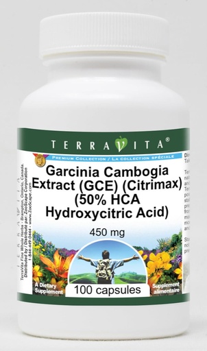 [BRSWI2QRPMNRCDQV] Garcinia Cambogia Extract (GCE) (Citrimax) (50% HCA Hydroxycitric Acid) - 450 mg (100 Capsules, ZIN: 512451)