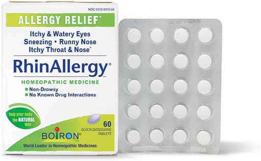 [BRSWGGQ3DMMWKEY3] Boiron RhinAllergy Tablets for Relief from Allergy Symptoms of Sneezing, Runny Nose, and Itchy Eyes or Throat - 60 Count