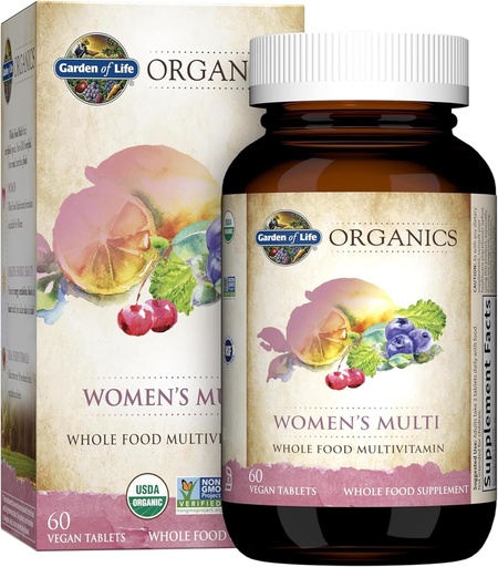 [BRSWIGL4BUGBSET4] Garten des Lebens Bio Bio Multivitamin für Frauen - Frauen Multi mit Vitamin C, D, Folate, B6, B12, Biotin, Eisen, Vegan ganze Lebensmittel Vitamine für Frauen, Energie, Haut, Nägel, 60 Tabletten