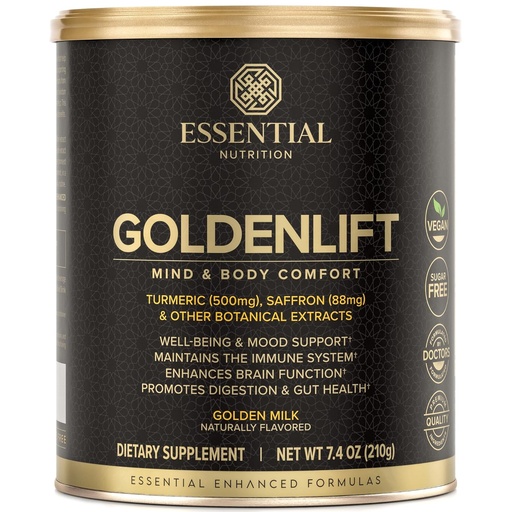 [BRSWGBQ7A4NBE2DP] Essential Nutrition Golden Lift - Golden Milk Supplement - Vegan - With Turmeric, Saffron, Cinnamon, Cayenne & Black pepper Standardized Extracts - Mind & Body Comfort - 7.4 oz (30 Servings)