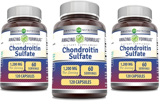 [BRSRAZATC4PBMELP] Amazing Formulas Chondroitin Sulfate 1200 mg Per Serving Supplement | Capsules | Non-GMO | Gluten Free | Made in USA (120 Count, 3 Pack)