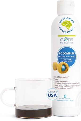 [BRSWK2YADMCA2FI7] Core Med Science Phosphatidylcholine Supplement, Liposomal PC Complex (8 Fl Oz) - Lecithin Phospholipid Supplement That Supports Liver & Gut Health - Phosphatidyl Choline Liquid for Cognition Support