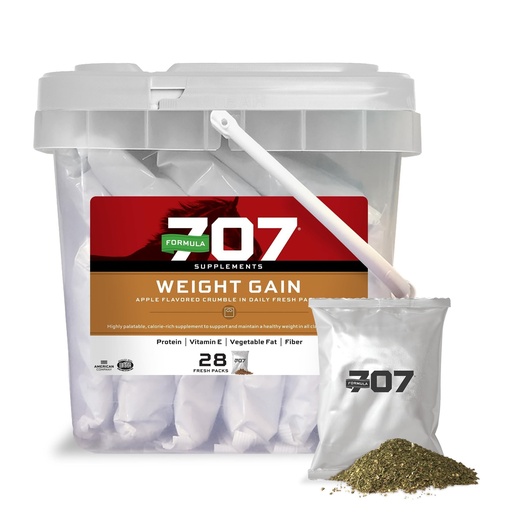 [BRSWGYD4BBYWYDQV] Formula 707 Weight Gain Equine Supplement, Daily Fresh Packs, 28 Day Supply - Palatable, Calorie-Rich Nutritional Support for Hard-to-Keep and Senior Horses