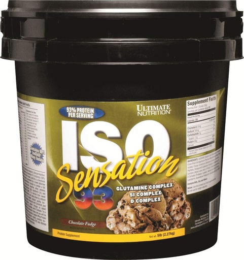 [BRSWIYAMCUMQECQZ] Ultimate Nutrition Iso Sensation 93 with Glutamine, Syrovátkový protein izolát prášek, 30 gramů proteinu, Nízké sacharidy protein třes, Keto Friendly, 5 Pounds, Čokoláda Fudge Ochucené