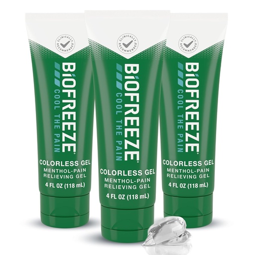 [BRSWECQ7CUPWA3DO] Biofreeze Pain Relief gel pro Knee, Neck, Hip, Joint, Rameno, & Jednoduché Backache, Artritida Pain Reliever, Sore Muscle Relief, Barevné Menthol Gel 4 Fl Oz (balení po 3)