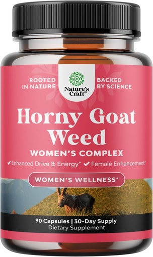 [BRSRMGICDEBWOADO] Nadržený kozí trávník pro ženy - Bylinné doplňky Hornygoatweed Ženy Komplex pro Hormon Balance Mood Support & Celkově Ženské Wellness - Maca Root & Tribulus Terrestris Ženský dodatek - 90 Počet