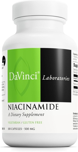 [BRSWIZQEAEJRKFLA] DaVinci Labs Niacinamide - Dietary supplement with Vitamin B3 to Support Circulation and Healthy Skin* - with 500 mg Niacinamide per Serving - Gluten-Free - 100 Vegetarian Capsules