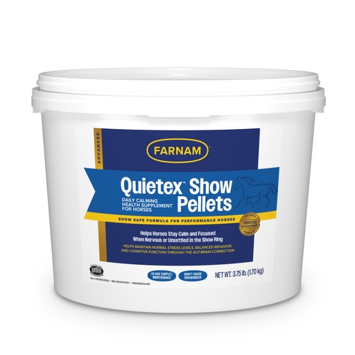 [BRSROGI2O57RQ2TK] Farnam Quietex Show Pellets, Horse Calming Supplement and Focus Support, Show Safe Horse Calming Magnesium Supplement with Omega Fatty Acids, Helps Manage Behavior & Stress Relief for Horses, 3.75 lbs