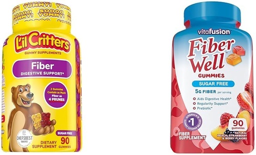 [BRSROAIKDJ5GEALV] L 'il Criters Daily Fiber Daily Gummy 儿童,用于消化支持和Vitaination Fiber井无糖纤维补充,桃子,草莓和黑莓碎裂补充,90个