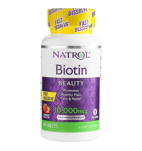 [BRSWKHQLOEPQK2LE] Natrol Biotin Fast Dissolve Tablets, 10,000 mcg, 60 Count