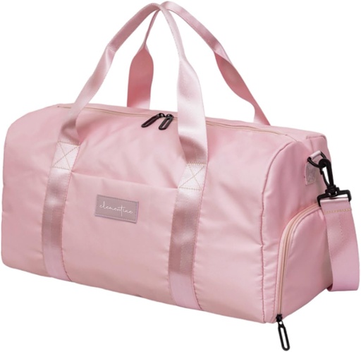 [BRSROYIECQNGED35] Gym Bag for Women with Shoe Compartment and Wet Pocket | Small Durable Lightweight Gym Duffle Bag with Motivational Quote and Graphic Designs | Great for Exercise and Overnights | Pink